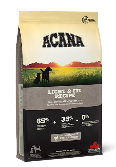 Acana Light & Fit Recipe – Crocchette Grain Free per Cani Adulti in Sovrappeso o con Tendenza a Ingrassare 11,4kg