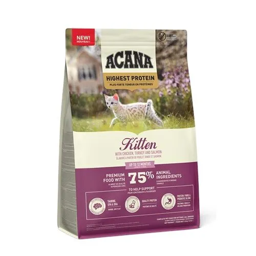 Acana Grain Free Kitten 1,8kg – Crocchette Grain Free per Gattini Ricche di Pollo, Tacchino e Salmone