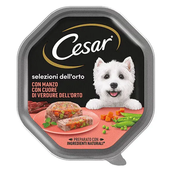 Cesar Selezioni dell'Orto 150 g – Alimento Umido Completo per Cani Adulti con Carne e Verdure