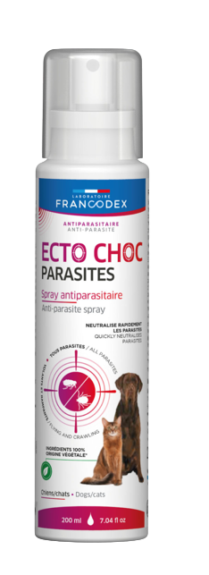 Ecto Choc Spray Repellente per Cani e Gatti 200 ml – Protezione da Pulci, Zecche e Insetti
