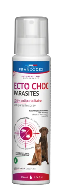 Ecto Choc Spray Repellente per Cani e Gatti 200 ml – Protezione da Pulci, Zecche e Insetti