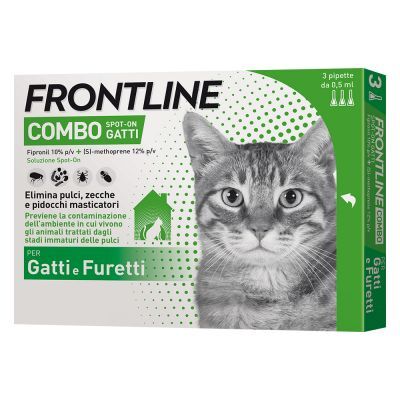 Frontline Combo Antiparassitario Spot-On – 3 Pipette contro Pulci, Zecche e Pidocchi