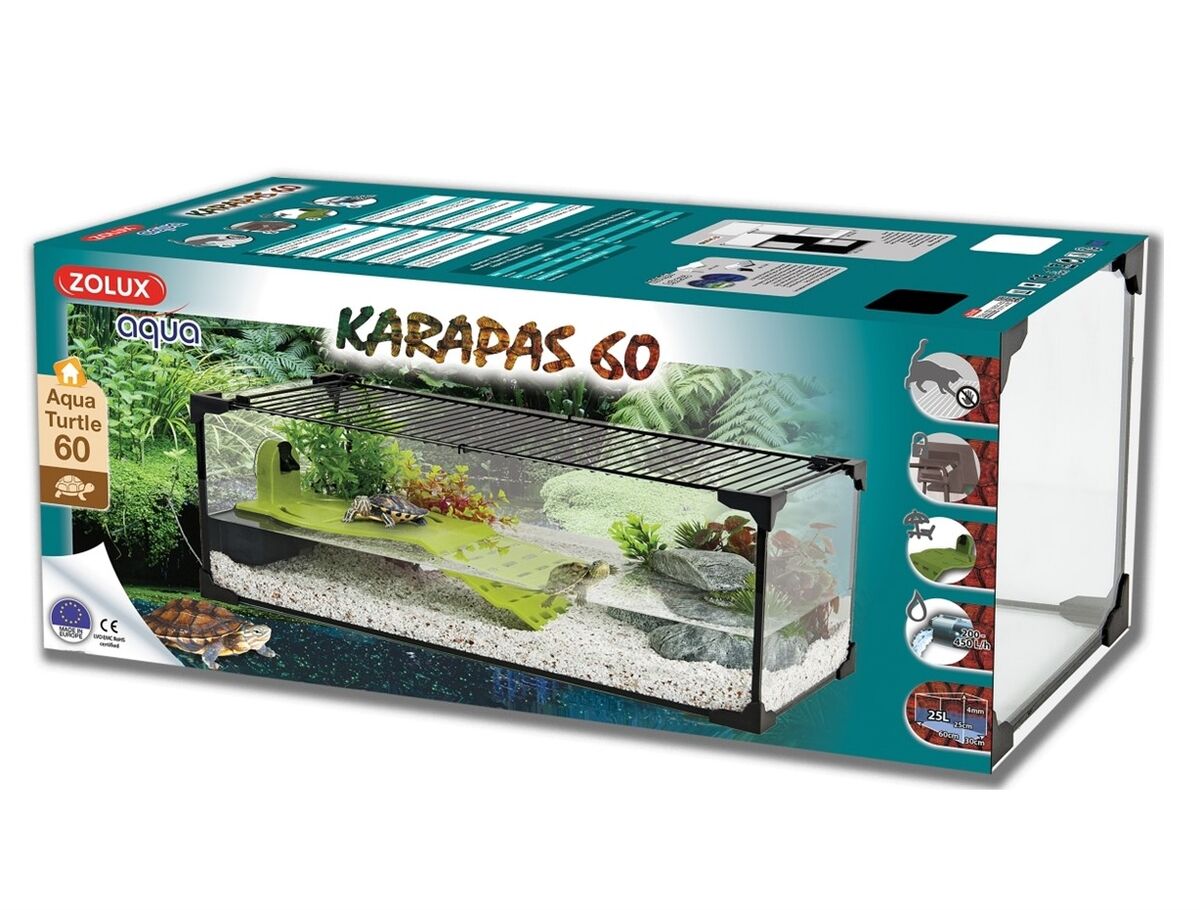 Zolux Acquario Karapas Aqua 60cm, 25lt UNICA Nero