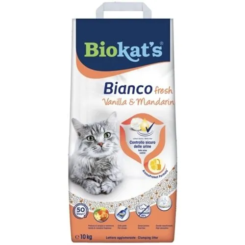 Biokat's Bianco Fresh Vaniglia e Mandarino Lettiera Agglomerante per Gatti 10kg
