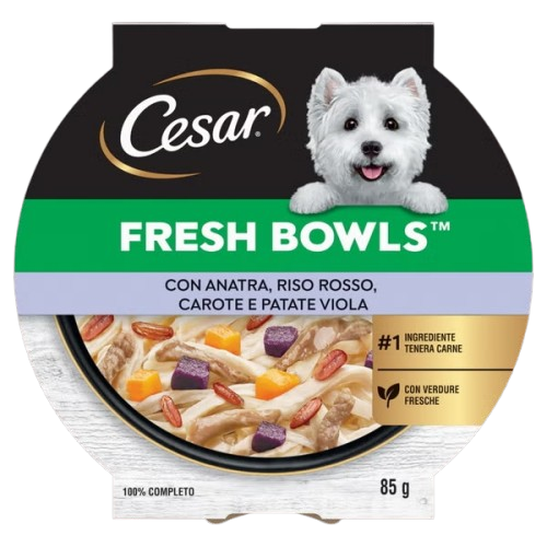 Cesar Fresh Bowls 85g Anatra, Riso Rosso, Carote e Patate Viola