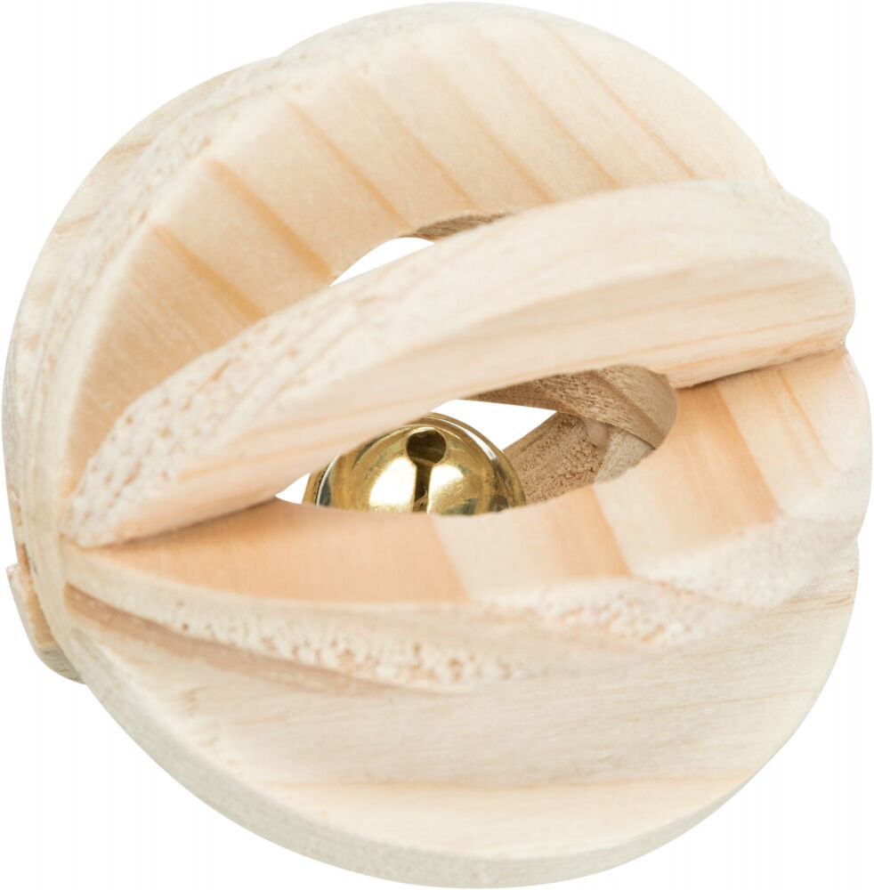 Palla a Lamelle in Legno per Gatti con Campanellino - Ø6cm