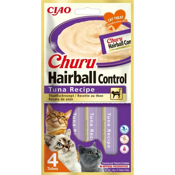 Churu Snack Cremoso Hairball con Tonno 4x14g