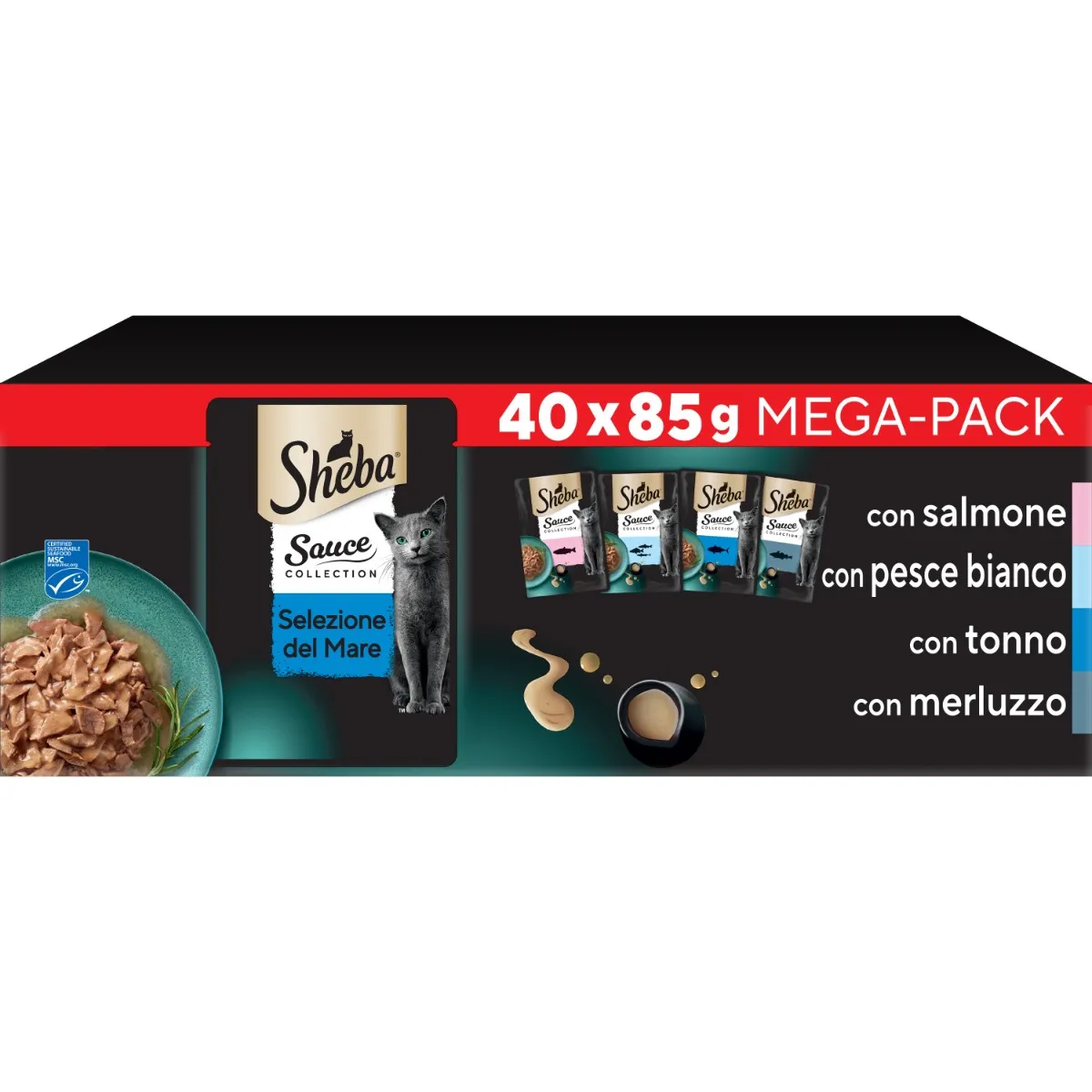 Sheba Multipack 40x85g Selezione del Mare in Salsa