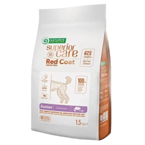Nature's Protection Superior Care Red Coat Junior Salmone 1,5kg – Alimento Grain Free per Cuccioli con Mantello Rosso e Marrone