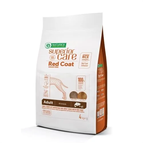 Nature's Protection Superior Care Red Coat Adult Medium Salmone 4kg– Alimento Grain Free per Cani Adulti di Taglia Media con Mantello Rosso e Marrone