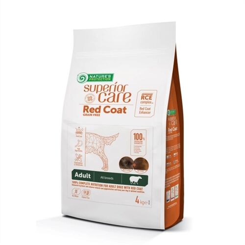 Nature's Protection Superior Care Red Coat Adult Medium Agnello 4kg – Alimento Grain Free per Cani Adulti di Taglia Media con Mantello Rosso e Marrone