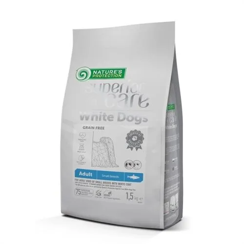 Nature's Protection Superior Care White Coat Adult Small Aringa 1,5kg – Alimento Grain Free per Cani Adulti di Piccola Taglia con Mantello Bianco