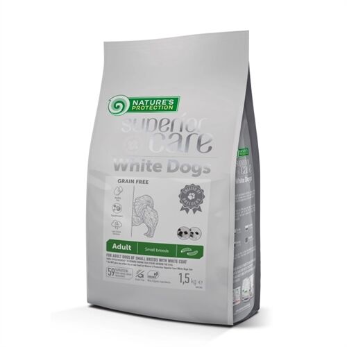 Nature's Protection Superior Care White Coat Adult Small Insetti – Alimento Grain Free per Cani Adulti di Piccola Taglia con Mantello Bianco 1,5kg