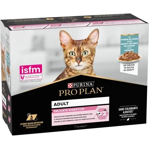 Proplan Multipack Adult Delicate Stracetti di Pesce dell'Oceano in Salsa 10x85g