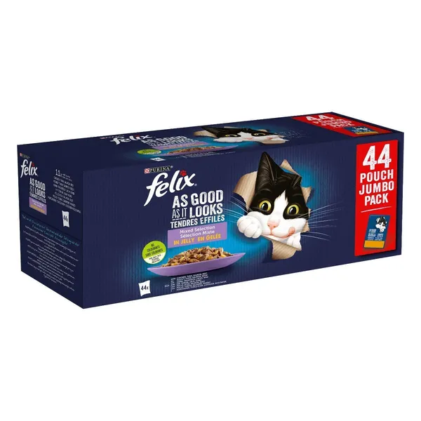 Felix Le Ghiottonerie Mixed Selection Multipack 44×85 g – Cibo Umido Completo per Gatti Adulti