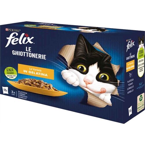 Felix Le Ghiottonerie Le Varietà Multipack 12×85 g – Alimento Umido Completo per Gatti Adulti