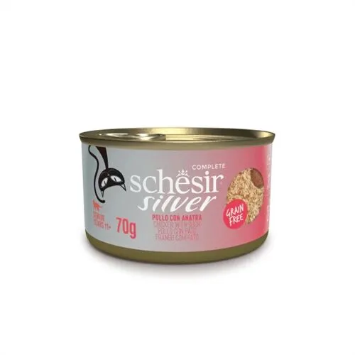 Schesir Silver Pollo con Anatra,Mousse e Filetti Senior 70g