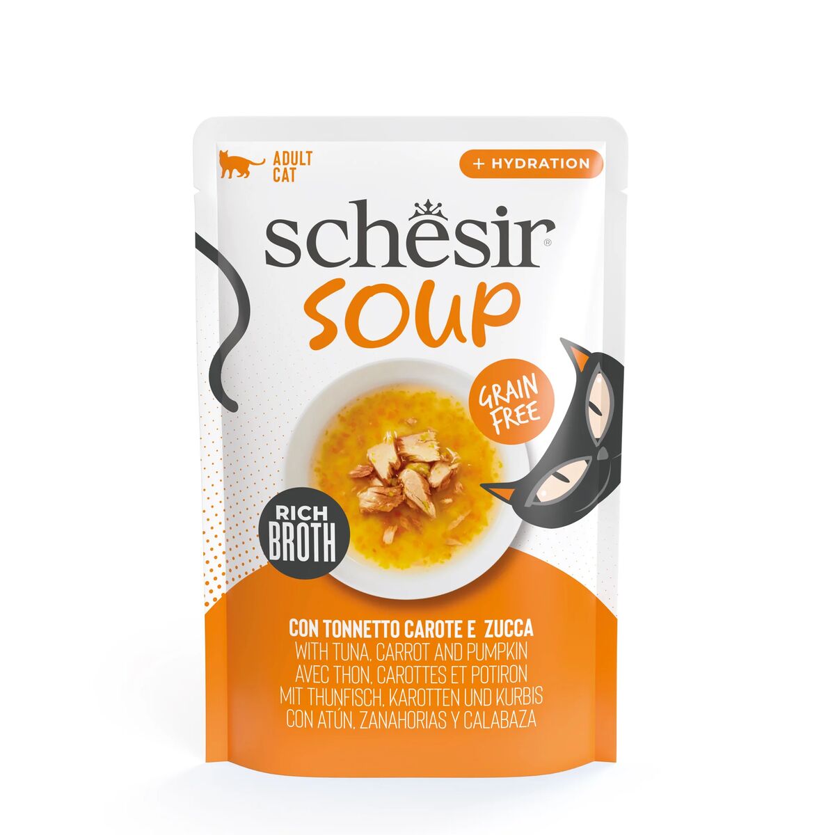 Schesir Umido Complementare in Zuppa per Gatti 40gr Tonnetto con Carote e Zucca