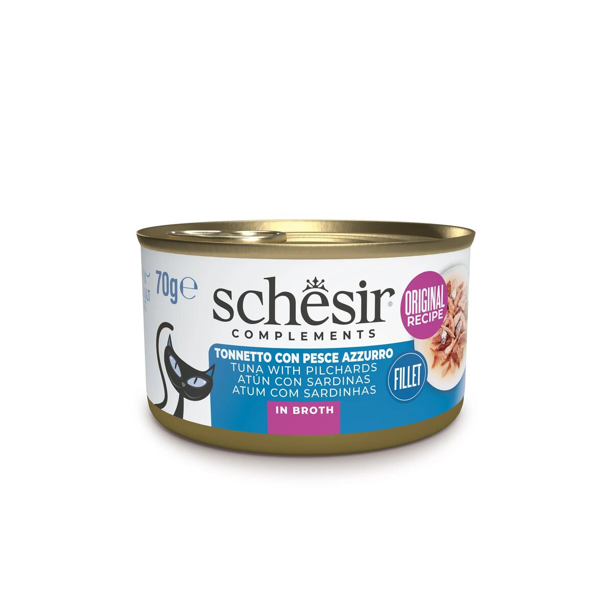 Schesir Complements Nutrition in Brodo 70g Tonno con pesce azzurro in brodo