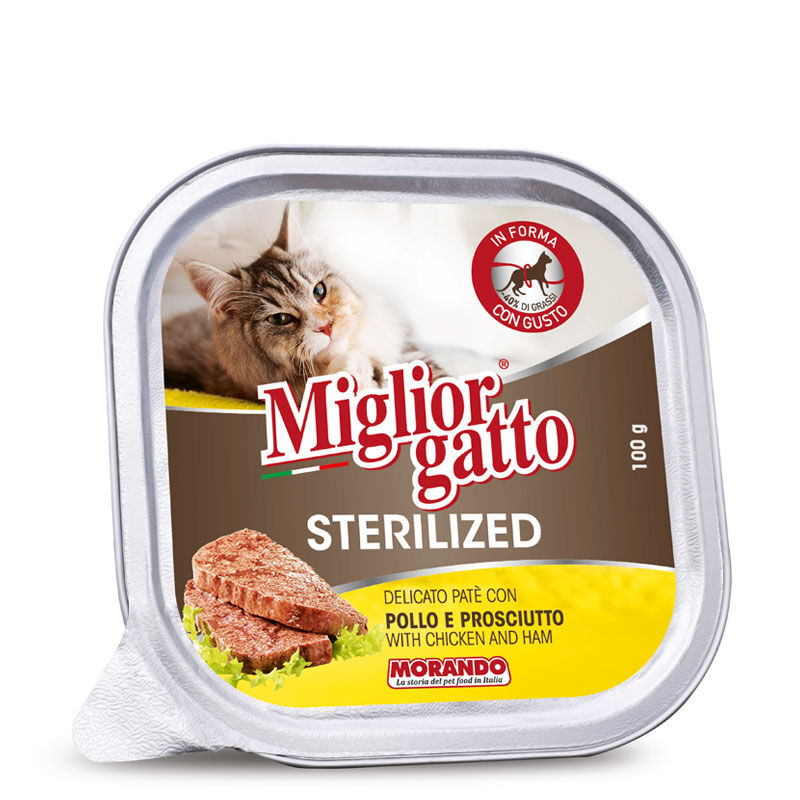 Miglior Gatto Sterilised Vaschetta 100g Pollo e prosciutto