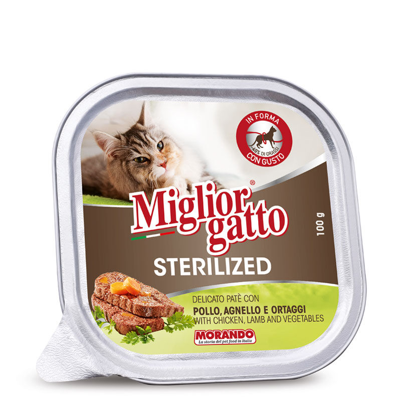 Miglior Gatto Sterilised Vaschetta 100g Pollo, agnello e ortaggi