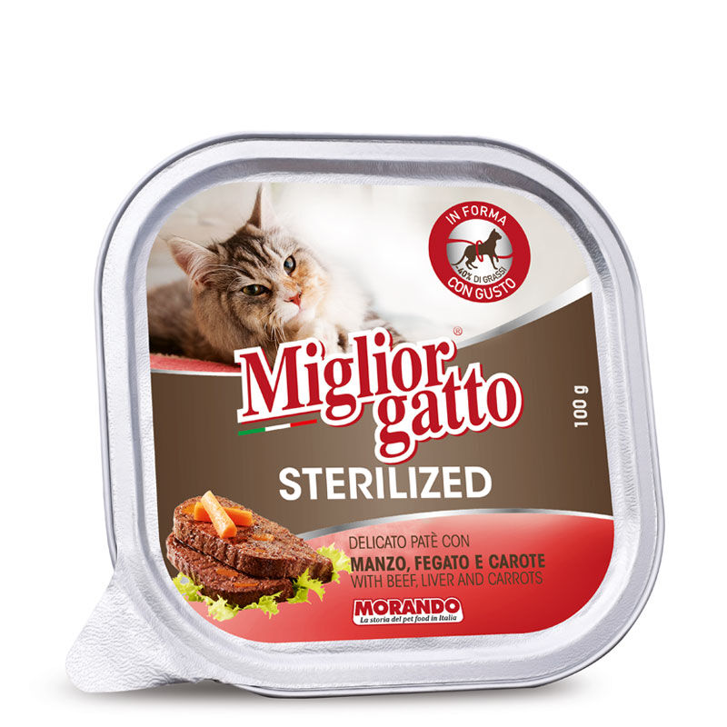 Miglior Gatto Sterilised Vaschetta 100g Manzo, fegato e carote