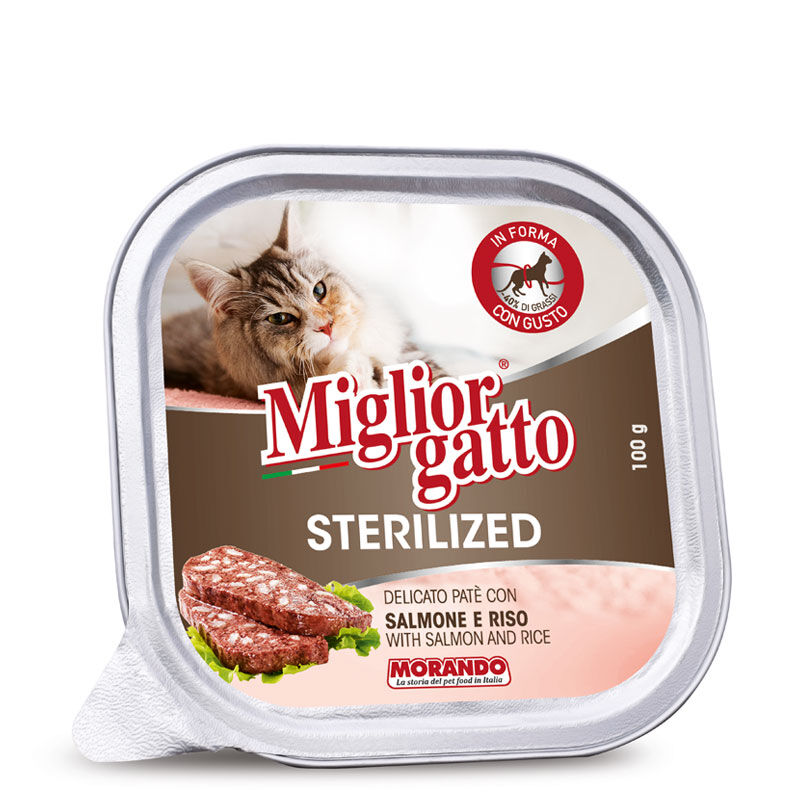 Miglior Gatto Sterilised Vaschetta 100g Salmone e Riso