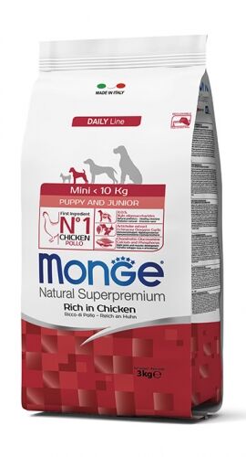 Monge Natural Superpremium Mini Puppy & Junior Ricco in Pollo 3kg