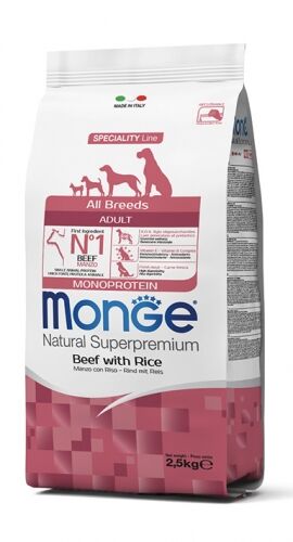 Monge Natural Superpremium All Breeds Adult Monoprotein Manzo con Riso 2,5kg