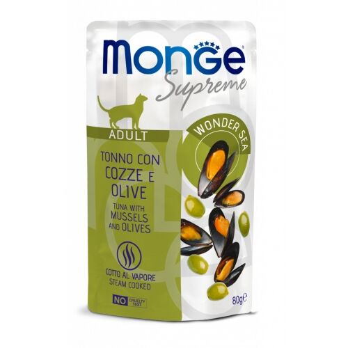 Monge Supreme Bustine 80g Adult Tonno con Cozze e Olive