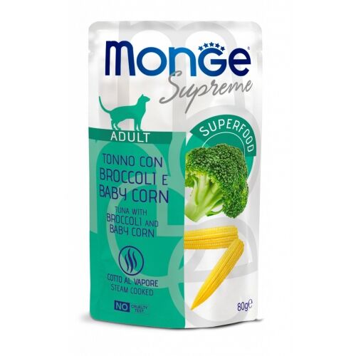 Monge Supreme Bustine 80g Adult Tonno con Broccoli e Baby Corn