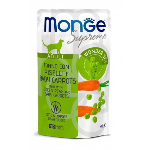 Monge Supreme Bustine 80g Adult Tonno con Piselli e Baby Carrots