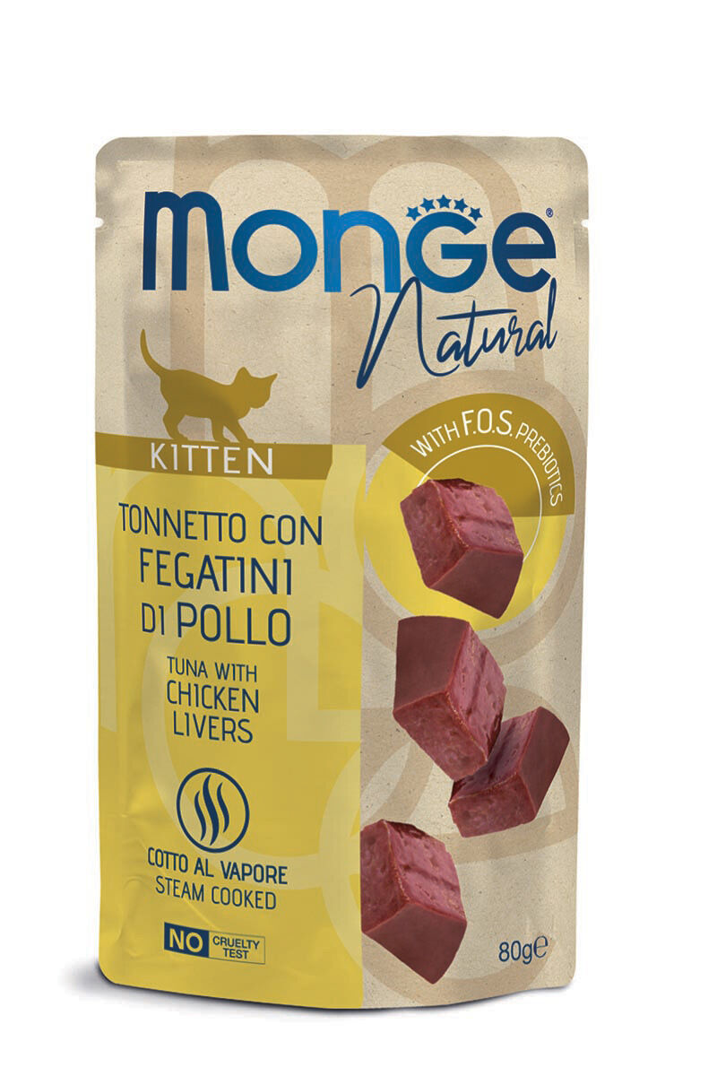 Monge Natural Bustine Kitten Tonno e Fegatini 80g