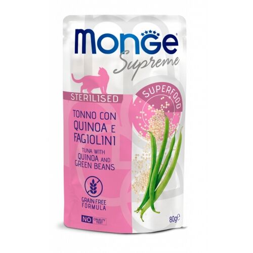 Monge Supreme Bustine 80g Sterilised Tonno con Quinoa e Fagiolini