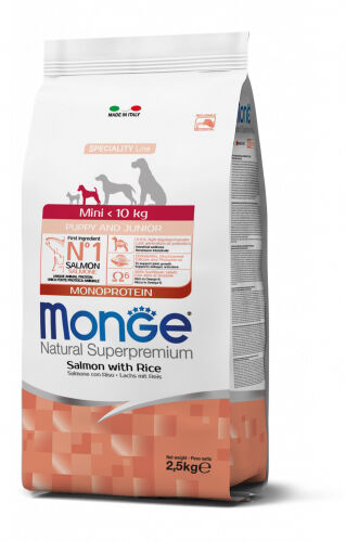 Monge Natural Superpremium Mini Puppy & Junior Monoprotein Salmone con Riso 2,5kg