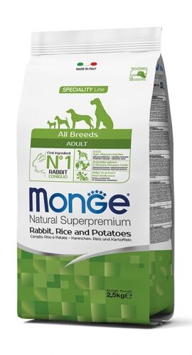 Monge Natural Superpremium All Breeds Adult Monoprotein Coniglio con Riso e Patate 2,5kg