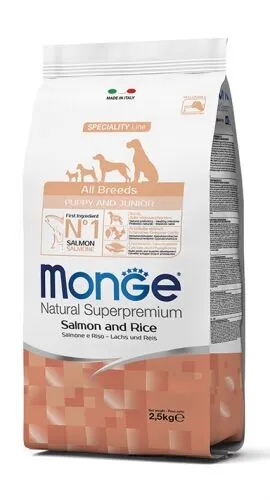 Monge Natural Superpremium All Breeds Puppy & Junior Monoprotein Salmone con Riso