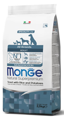 Monge Natural Superpremium All Breeds Adult Monoprotein Trota con Riso e Patate 2,5kg