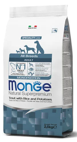 Monge Natural Superpremium All Breeds Adult Monoprotein Trota con Riso e Patate
