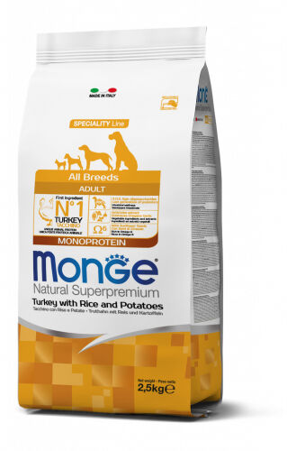 Monge Natural Superpremium All Breeds Adult Monoprotein Tacchino con Riso e Patate 2,5kg