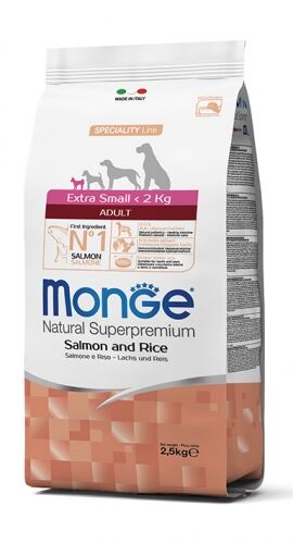 Monge Natural Superpremium Extra Small Adult Monoprotein Salmone con Riso 2,5kg