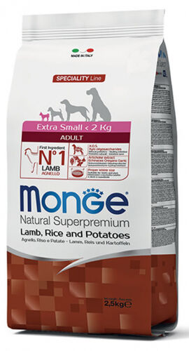 Monge Natural Superpremium Extra Small Adult Agnello con Riso e Patate 2,5kg