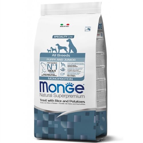 Monge Natural Superpremium All Breeds Puppy & Junior Monoprotein Trota con Riso e Patate 12kg
