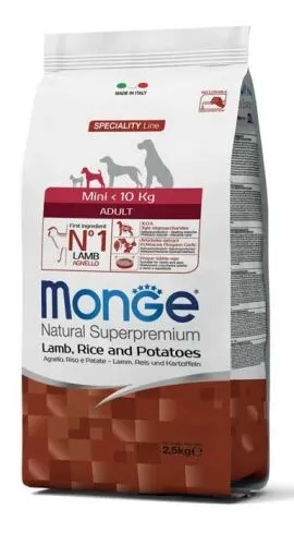 Monge Natural Superpremium Mini Adult Monoprotein Agnello con Riso e Patate