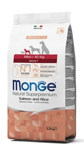 Monge Natural Superpremium Mini Adult Monoprotein Salmone con Riso