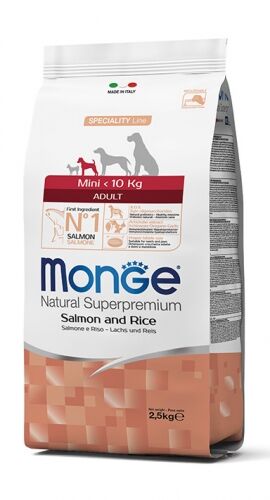 Monge Natural Superpremium Mini Adult Monoprotein Salmone con Riso 2,5kg