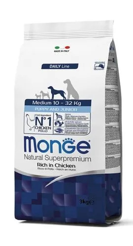 Monge Natural Superpremium Medium Puppy & Junior Ricco in Pollo