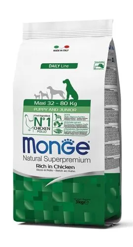 Monge Natural Superpremium Maxi Puppy & Junior Ricco in Pollo