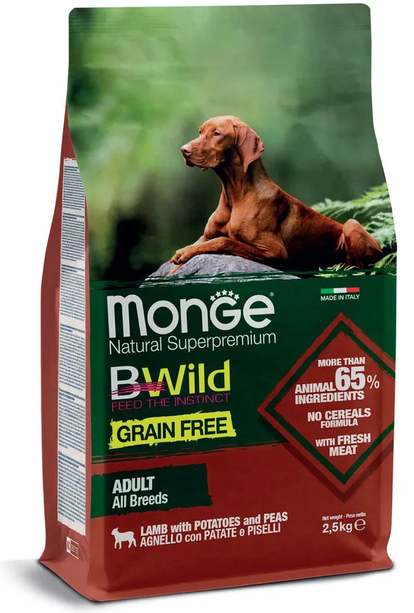 Monge BWild Grain Free Adult All Breeds Agnello, Patate e Piselli