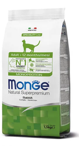 Monge Natural Superpremium Adult Monoprotein Coniglio 1,5kg